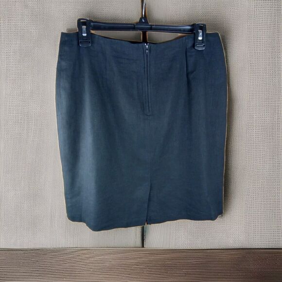 Studio C Skirt Size 14 Black Linen/Rayon Back Zip Lined - Picture 3 of 4